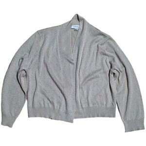 Calvin Klein Open Front Knit Cardigan Sweater Women's Size L Metallic Sparkle